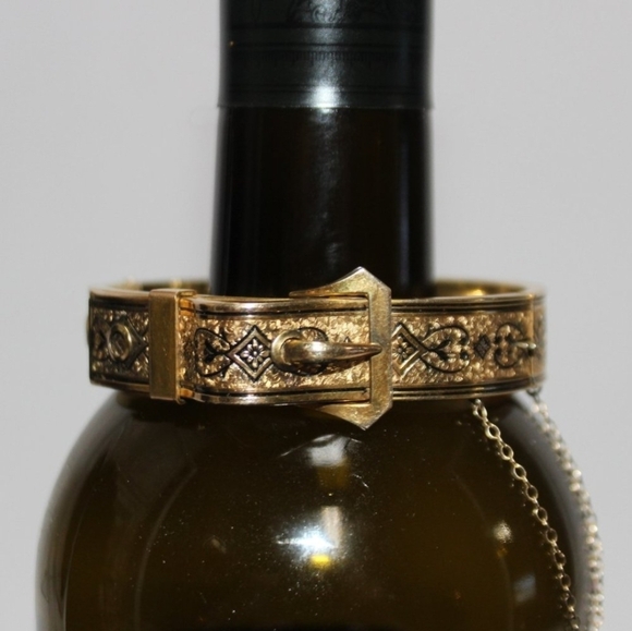 Antique Victorian Gold Filled Enamel Taille D'Epargne Buckle Bangle Bracelet - Picture 3 of 8